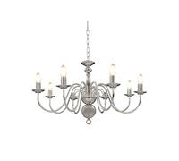Lustre 8 Lumières, Style Bougie, Argent, E14, Lampe Suspendue Classique