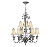 Lustre à 10 bras multiples au fini nickel antique poli, E14