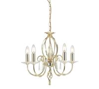 Lustre à 5 ampoules au fini laiton poli, E14