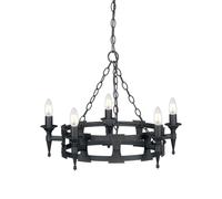 Lustre à 5 ampoules au fini noir, E14