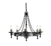 Lustre à 5 ampoules au fini noir graphite, E14