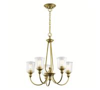 Lustre à 5 ampoules, laiton naturel, E27