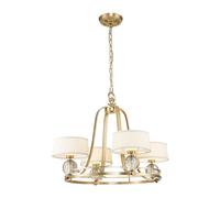 Lustre à bras multiples avec abat-jour en laiton brossé