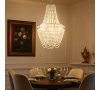 Lustre à cristaux LED suspendu Salon Suspension moderne Plafonnier, chromé clair, 3x 4W 3x 320lm blanc chaud, DxH 38x150 cm