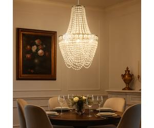 Lustre à cristaux LED suspendu Salon Suspension moderne Plafonnier, chromé clair, 3x 4W 3x 320lm blanc chaud, DxH 38x150 cm
