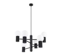 Lustre moderne noir globes verre blanc 6xG9 HALO Sollux