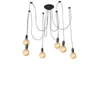 Lustre araignée DIY Plafonnier Tête Suspension Support de Lampe Rétro Industrie Plafonnier Salle à Manger Chambre Salon Salle à Manger Hôtel Décoration, Noir, 6 Kopf, Rétro