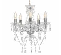 Lustre avec Perles de Cristal Argenté Rond Plafonnier Lampe Suspendue vidaXL