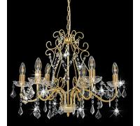 Lustre avec Perles de Cristal Doré Rond Plafonnier Lampe Suspendue vidaXL