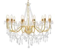 Lustre avec perles Doré 12 ampoules E14