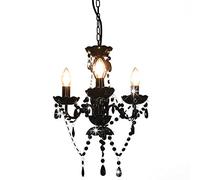Lustre avec perles Noir Rond 3 x E14