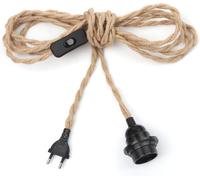 Lustre Corde de Chanvre Câble 4.5m, Douille E27 Interrupteur avec Fil Cable Ampoule, Pour DIY Lampe Suspension Lumière Pendante