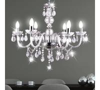 Lustre cristal suspension suspension suspension salle à manger suspension lustre, chrome, 6x E14, DxH 61 x 166 cm