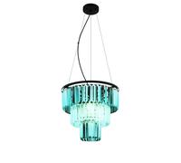 Lustre cristaux de verre lampe suspendue lampe à suspension en cristal lumière de salle à manger, fumée claire, télécommande dimmable, 3x LED RVB 8,5W 806Lm blanc chaud, DxH 40x120 cm