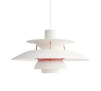 Lustre d'art Design Moderne E27, Lustre Simple en Aluminium Macaron, lumière de café, lumière de Restaurant, lumière de fenêtre, lumière de Bar. - Blanc et Rose 40 cm