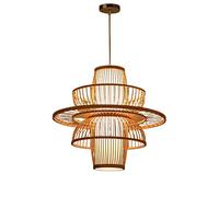 Lustre de Style Chinois E27, Suspension En Bambou Tressé, Lampe Lanterne Antique, Luminaire Pour Restaurant Et Salon de Thé, Abat-Jour Décoratif/Naturel/50 Cm