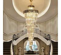 Lustre Doré en Cristal, Plafonnier LED Moderne en Sphère Spirale | Luminaire de Luxe en Verre K9 pour Villa, Salon, Cage d'Escalier, Grand Hall, Plafonds Hauts et Décoration Intérieure Élégant