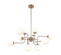 Lustre doré Erich 12xE14 globes verre blanc Maytoni