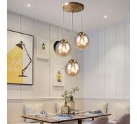 Lustre doré Spoutnik Suspension Luminaire Moderne avec Globes en Verre fumé Plafonnier réglable en Hauteur Contemporain pour Salle à Manger sur Table Salon Chambre Entrée Lampe Suspendue (Color : Ora