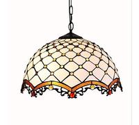 Lustre Durable de 16", Lampe à Suspension en vitrail, Moderne et Minimaliste, pour Salon, Restaurant, Chambre à Coucher, Balcon, Art Blanc méditerranéen, Lampes suspendues E27 sans Source de