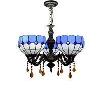 Lustre Durable, Lampe à Suspension en Cristal Bleu et Blanc méditerranéen, Lampes suspendues pour Salon, Salle à Manger, Bar