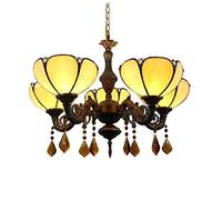 Lustre Durable, Lampe à Suspension en Verre Jaune méditerranéen, Lampes suspendues en Cristal à 5 têtes pour Salon, Salle à Manger, Bar