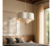Lustre E27*3 Lumière Suspension Japonaise Wabi-Sabi Réglable Abat-jour | Câble Moderne Lampe Suspendue Pour Salle À Manger Chambre Pendant Salon Plafonnier Îlot De Cuisine Pendentif(46cm)