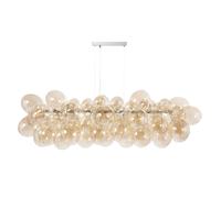 Lustre en acier et globes en verre ambré 133x143x48cm Doré