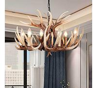 Lustre en Bois de cerf à 6 lumières, Style Rustique, en résine, Suspension décorative, plafonnier Vintage en Bois de cerf, Faux Lustre pour Salon, Bar, café, Cuisine, Salle à Manger