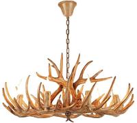Lustre en Bois de cerf Marron, 9 lumières, Ampoule E12, Style rétro américain, en résine, pour Salle à Manger, Magasin de vêtements, Salon (9 lumières, 12 Bois).