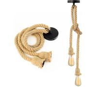 Lustre en corde de chanvre double tête suspendue - Lumière pendante industrielle rétro - Câbles de 80 cm pour salle à manger, bar,