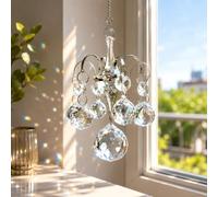 Lustre en cristal à suspendre - Prisme en verre arc-en-ciel avec crochet, attrape-soleil, réflecteur de lumière décoratif pour maison, jardin, balcon, intérieur et extérieur