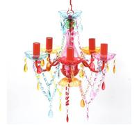 Lustre en cristal artificiel - vidaXL - Multicolore - 5 ampoules - 80 cm longueur max. - 43 cm diamètre - 88 cm hauteur