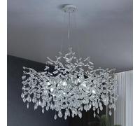 Lustre en cristal moderne pour salon, suspension en chrome de luxe en cristal K9 et en branches d'aluminium, lampe suspendue ronde à 10 lumières pour salle à manger, chambre à coucher, idéale pour les