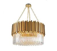Lustre en Cristal Moderne Simple réglable plafonnier doré luminaire Suspendu pour Salon Salle à Manger Hall d'entrée-lumière de Luxe Or 60 cm de diamètre