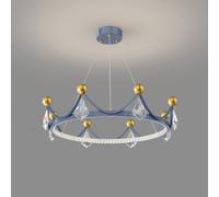 Lustre en cristal pour chambre d'enfant, couronne de princesse dorée, LED à intensité variable, lampe suspendue ronde rose, lampe de plafond suspendue, chambre d'enfant, salle à manger, îlot de cuisi
