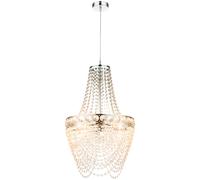 Lustre en cristal suspendu salon suspension plafonnier moderne lustre, chromé clair, 3 flammes E27, DxH 38x150 cm
