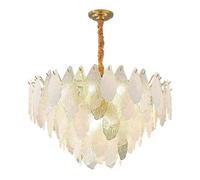 Lustre En Verre À Feuilles, Suspension Moderne Dorée Pour Salon/60 Cm