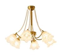 Lustre French Pearl, Suspension En Verre Doré À Motif Floral/72 Cm