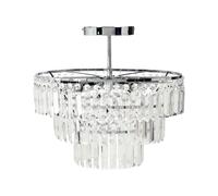 Lustre Glamour Lampe à Suspension en Métal Cristaux de Verre Argenté Finition Ch