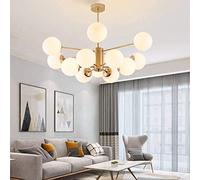 Lustre Grande Suspension E27 Suspension Moderne En Verre Suspension Blanche Haricots Magiques Design Abat-Jour Créatif Salle À Manger Chambre Maison Salon Bureau Café Plafonnier,Or,12 Têtes