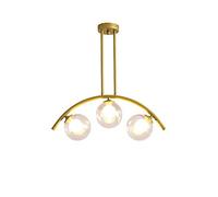 Lustre Industriel Moderne, Finition Bronze Lampe Suspendue Boule de Verre soufflé à la Main Suspension Salle à Manger Bar café plafonnier Blanc Lait Abat-Jour 3 lumières Vision