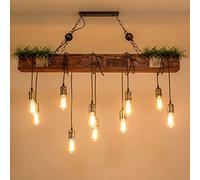 Lustre Industriel Suspension En Bois Élingue En Métal Rustique Poutre En Bois Marron Grand Îlot Linéaire Lampes Suspendues À La Main Ferme Luminaire Salon Chambre Cuisine Couloir Éclairage De Cuisine
