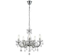 Lustre lampe à suspension en cristal chromé lampe de table à manger lustre lampe à suspension en cristal clair, 5x douille E14, DxH 44x128 cm