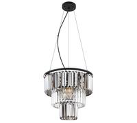Lustre lampe suspendue lampe de salon lampe de salle à manger, métal noir, cristaux de verre couleur fumée, 3 ampoules E27, H 120 cm