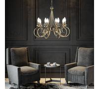 Lustre Lampe Suspendue Lustre LED Table En Vieux Laiton 8 Flammes H 135 CM