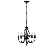 Lustre Lampe Suspendue Plafonnier Acier Noir D 47 CM 5 à Flammes Lustre
