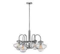 Lustre Lampe Suspendue Plafonnier Chrome Verre Acier D 66,7 CM 4 à Flammes