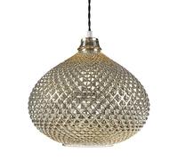 Lustre Lampe Suspension en Verre Doré Ronde Effet Cristaux et Aspect Luxueux E27 Max. 40W pour Salon ou Salle à Manger Glamour et Rétro Beliani