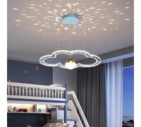 Lustre LED créatif Moderne à Motifs de Dessins animés pour Chambre parentale, Bureau d'enfant, Salon, luminaire décoratif (Bleu Nuageux - D50 cm, intensité Variable)
